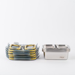 Set aus 7 Edelstahl-Lebensmittelbehältern - PIKA°