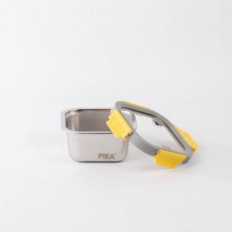 Entdecken Sie den MetalShock 600ml Edelstahlbehälter von PIKA° für optimale Lagerung. Leicht und langlebig, perfekt für gesunde 
