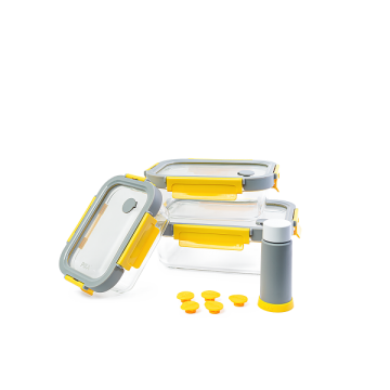Pack Mise Sous Vide 3 boites en verre GlassShock + Pompe Manuelle + Valves
