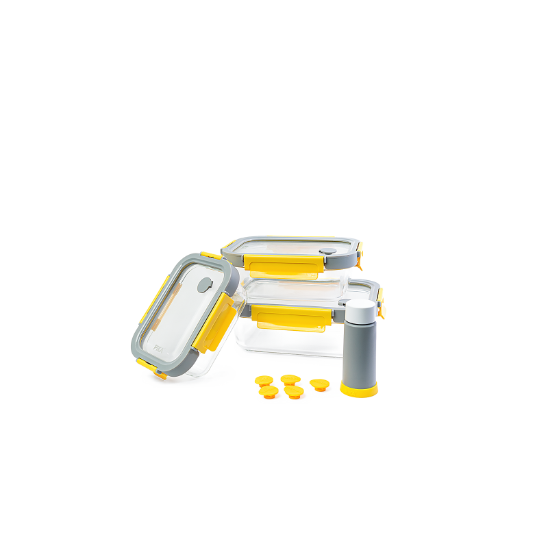 Pack Mise Sous Vide 3 boites en verre GlassShock + Pompe Manuelle + Valves